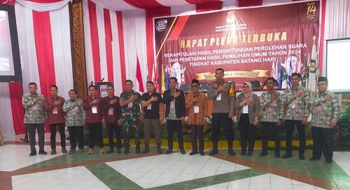 Pleno Terbuka KPU Batang Hari Hasil Rekapitulasi Perhitungan Suara Pemilu 2024 dihadiri Wabup Bakhtiar